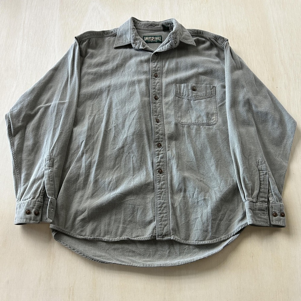 Vintage American Eagle Outfitters Shirt Mens Medium Gray Long Sleeve Button Up